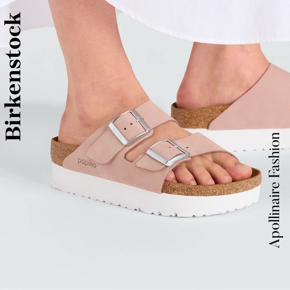 Birkenstock PAPILLIO Leather Platform Sandal in Rose Size 41 NWT